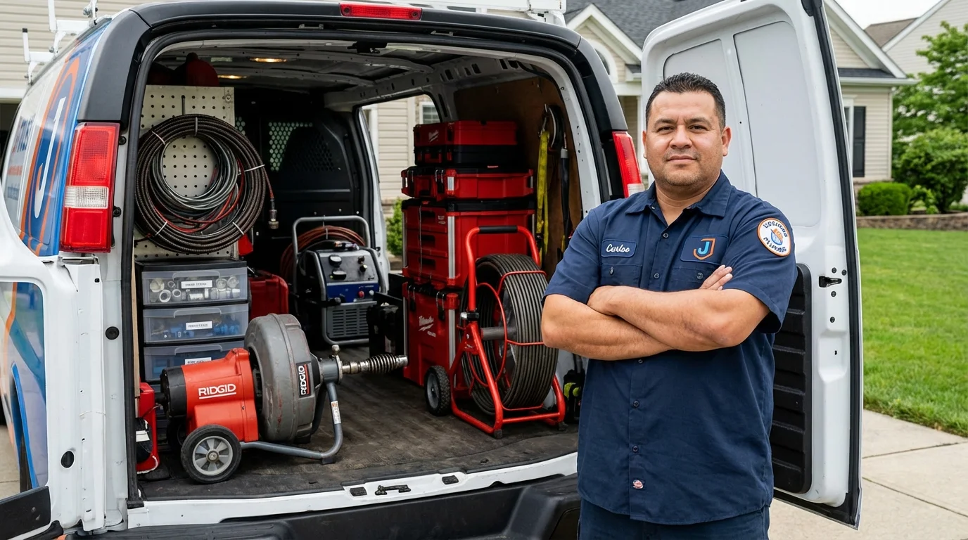 Professional drain cleaning equipment and Johns Plumbing LLC plumber in Catlin