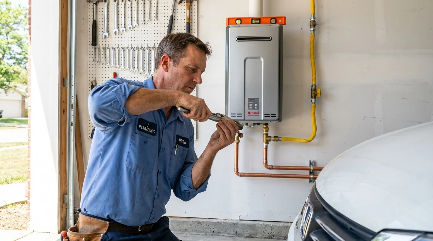 Tankless water heater installation by a Johns Plumbing LLC plumber in Catlin